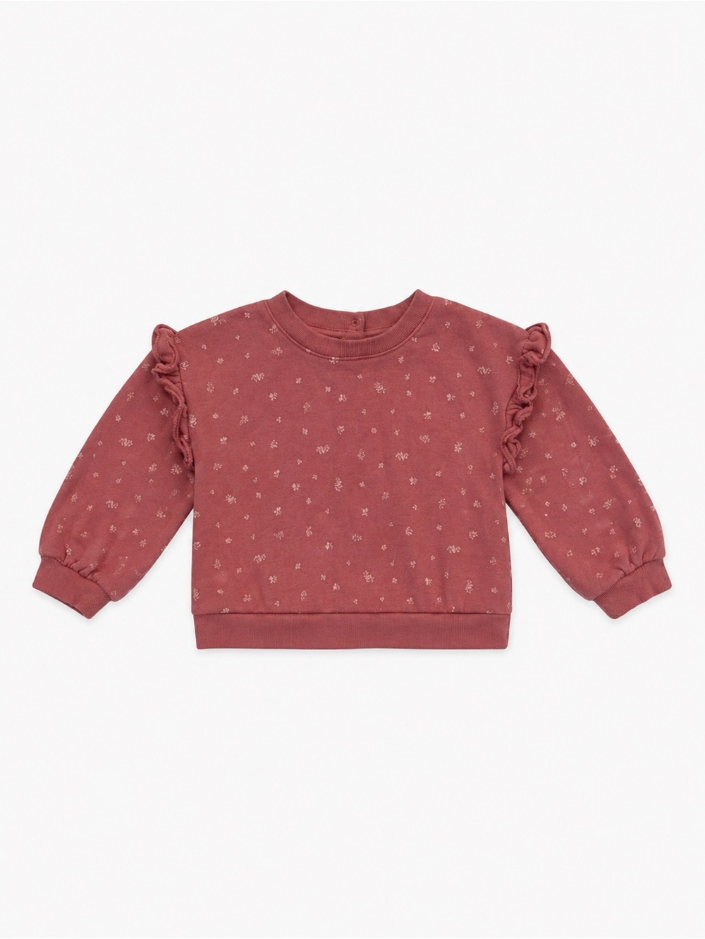 Baby Gap Baby Girl Dusty Rose Floral Ruffle Sweatshirt 6-12M